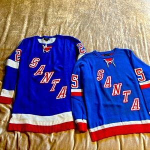 Set of two: men’s and women’s Santa Sweaters - perfect for your holiday party!